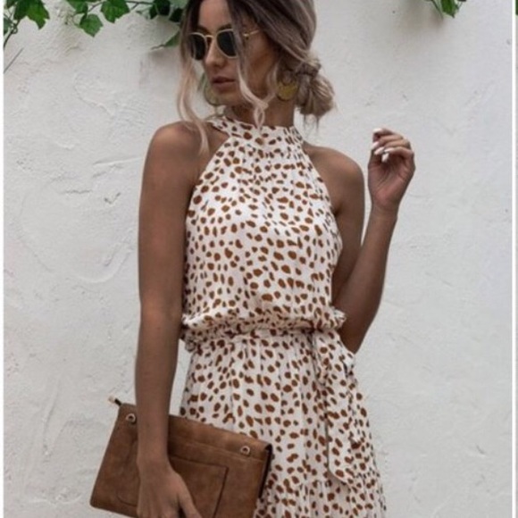 Private Label Dresses & Skirts - Polkadot dress in beige/brown dots. Blue drops 5/9